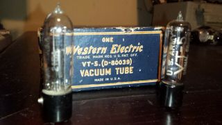 Nos Nib Pair Us Army Western Electric Vt - 5 215a Vacuum Tube - Peanut Tube