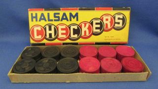 Vintage Halsam Embossed Wood Checkers 145h