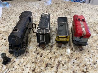 Old Marx Tin Train Set Engine & Key York Central Baltimore Ohio Nyc Caboose