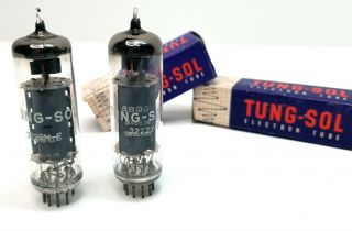 Vintage Pair 2x Tung - Sol Grey Plate 6bo5 El84 Tubes Audio Amp Nos Reading High
