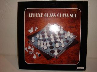 Deluxe Glass Chess Set Board Game Frosted & Clear Glass Boys & Girls Age 6,