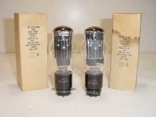 2 Vintage Nos 1952 Rca Jan Crc 6as7 - G 6080 5998 Matched Amplifier Tube Pair