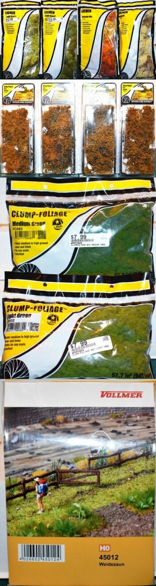 10 Assorted Foliage Packs And Pasture Fence Woodland Scenics & Vollmer F26xp4