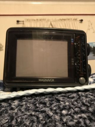 Vintage Magnavox Perfect View Portable 9 " Tv Am Fm Cj3922 W Dc Cable 1990 Blue