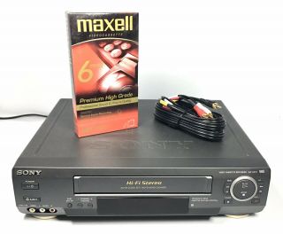 Sony Slv - Ax10 Vcr 4 - Head Hi - Fi Vhs Video Cassette Recorder Player W Cables Tape