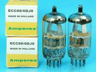 Amperex Orange Label 6dj8 Ecc88 Vacuum Tube 1970s Match Pair Best Tone Ever Made