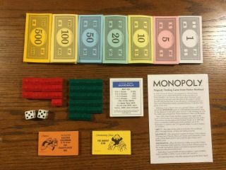 Monopoly Board Game - Replacement Parts (34 Houses,  13 Hotels,  Money,  & More)
