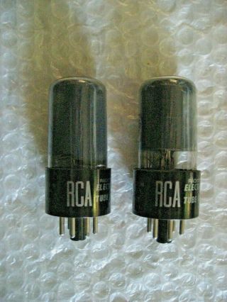 Matched Pair 6v6gt Rca Smoked Glass Black Plate Pentodes - 539c Nos