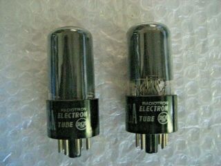 Matched Pair 6V6GT RCA Smoked Glass Black Plate Pentodes - 539C NOS 2