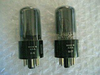 Matched Pair 6V6GT RCA Smoked Glass Black Plate Pentodes - 539C NOS 3
