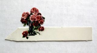 1920s Bridge Tally Place Card W/ Vase Of Roses