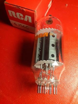 Nos Rca 6js6c Grey Plate Dual Side Getters Compactron Beam Power Pentode Tube