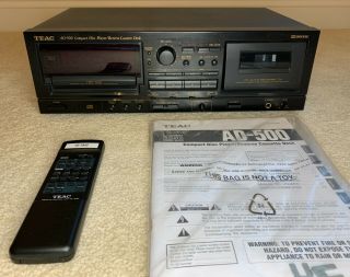 Teac Ad - 500 Compact Disc Player/reverse Cassette Deck With Rc - 619a Remote
