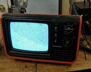 Space Age Panasonic Portable Tv Mod Orange Tr - 729u,  1975