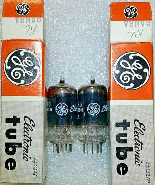 Pair 6an8a Ge Nos Nib Smoked Glass - Same Code Vacuum Tubes Tv - 7d Test 108,