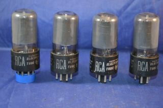Strong Testing Match Quad Of RCA Dark Glass 6V6 Audio Vacuum Tubes TV - 7 2