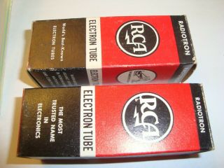 One Matched Pair 6sn7gtb Tubes,  Wide Black Plate,  Rca,  - In - Box