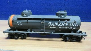 O Scale 2 Rail Brass Base Custom Janzen Oil 2 Dome Tank Car 7 3/4 " 597995