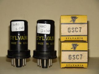2 Sylvania 6sc7 Vacuum Tubes Very Strong Matched Pair Results= 1400 1490