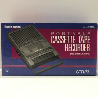 Realistic Ctr - 73 Radio Shack Cassette Recorder W/ Power Cord,  Box,  & Ear Bud