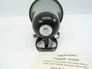 Vintage Realistic Power Horn Speaker Model 40 - 1236A 5in All Weather PA Music 3