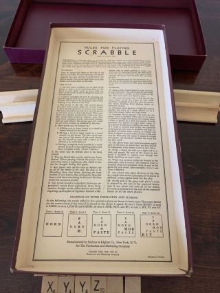 Vintage Scrabble Game Complete Set Of Wood Tiles Play Or Craft 1953 copyright. 3