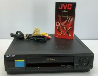 Sony Slv - 678hf Vhs Vcr Player Recorder,  Tape And Cables - - No Remote