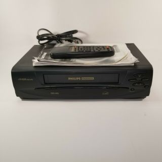 Magnavox Philips Vhs Hq 4 Head Vcr Vra611at Recorder Player With Remote Av Cable