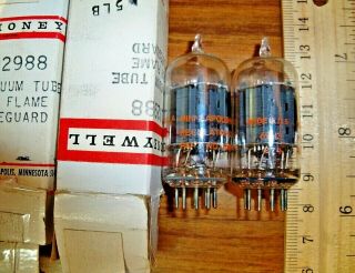 2 Strong Matched Honeywell / Rca Clear Top Gray Plate Side D Getter 12au7a Tubes