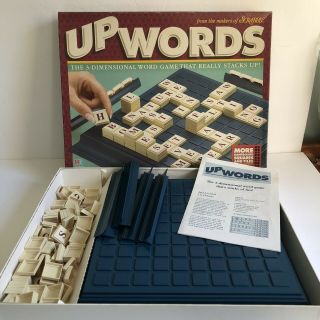 Upwords 3d Word Game By Milton Bradley With 10x10 Grid Board 1997 Euc