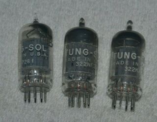 3 1950s Tung Sol 12ax7 Vacuum Tubes Labels Test Good 1 X D Foil Getter