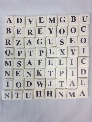 64 Upwords Plastic Letter Tiles Only For Arts Crafts 1988 Milton Bradley