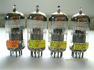 4 Amperex 6dj8/ecc88 Audio Vacuum Tubes,  Gray Plate,  O Getter,  Holland