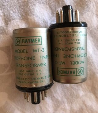 Pair (2) Raymer Truetone Mt - 3 Microphone Input Transformers Lo - Z 2 - 4 / Hi - Z 6 - 7