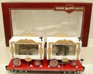 Bachmann 98372 Circus Flatcar With 2 Animal Cages Ex/box