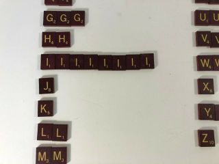 92 Scrabble Wood Red Maroon Replacement Tiles Crafts 3