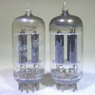 Matched Pair Ge 12ax7/ecc83 Long Gray Plate D - Getter Made In Usa Strong
