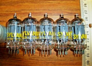 5 Strong Matched Sylvania Long Gray Plate O Getter 12au7 / Ecc82 Tubes