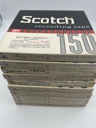 10x Scotch 3m Recording Reel To Reel Tapes 150 Plastic 7 " Reels 1800 Feet |834