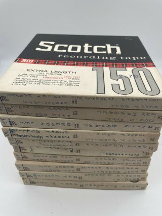 10x Scotch 3m Recording Reel To Reel Tapes 150 Plastic 7 " Reels 1800ft |835
