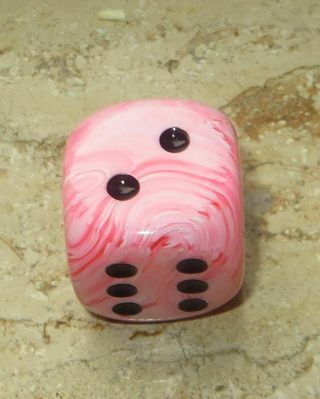 Crystal Caste Ice Cream Pink D6 Pips Oversized 22 Mm - Oop Dice