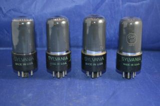 Strong Testing Match Quad Of Sylvania Dark Glass 6v6 Audio Vacuum Tubes