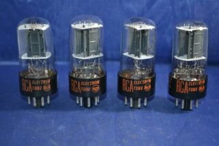 (1) Strong Testing Quad Of Red Letter Rca 6sn7 Audio Vacuum Tubes Tv - 7