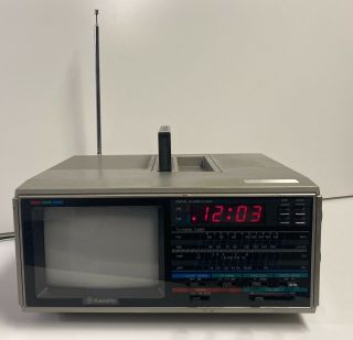 Kawasho Vintage Retro 80s Portable Color Tv Alarm Clock Am Fm Radio Adapter