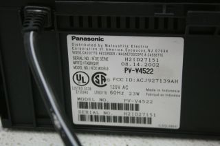 Panasonic PV - V4522 4 Head HiFi VCR Black AV Input VHS Player w Recording 2