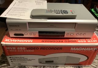 Magnavox 4 Heads Hifi Mvr650 Video Cassette Recorder Model Mvr650mg/17 W/ Remote