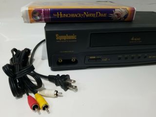 Symphonic Vr - 501 Vcr Vhs 19 Micron Head Player,  Av Cable,  Vhs Disney Cassette