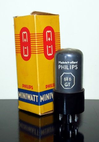 Ultra Rare Nos Philips Miniwatt 6v6gt Smoked Glass Tube - Holland - Tests Nos