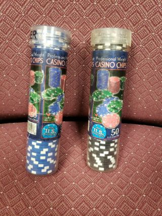 Cardinal Industries Professional Weight Poker Chips 50 Ct. ,  Black And Blue Set