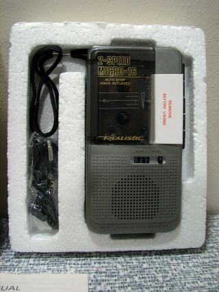 Realistic Voice Activated Micro cassette 2 Speed Tape Recorder Micro - 16 2